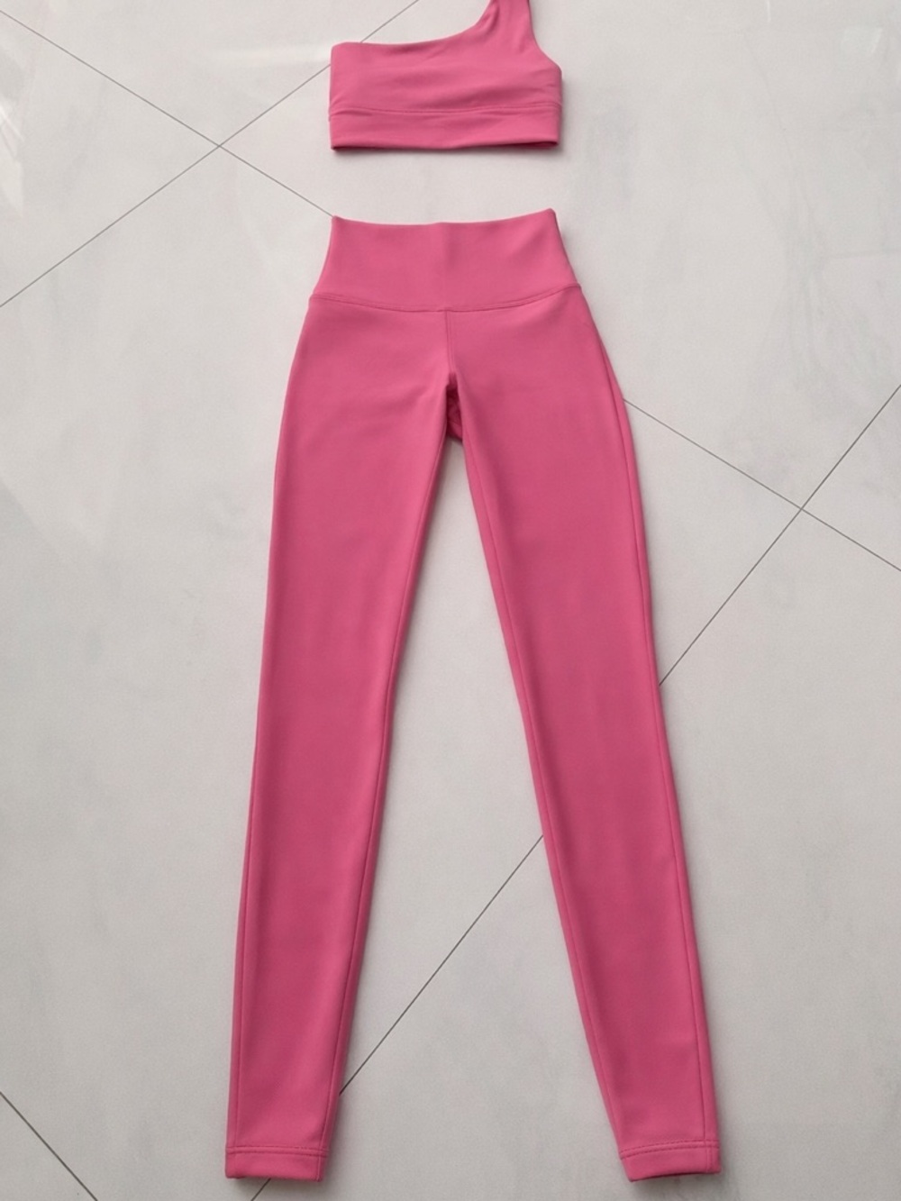 lululemon athletica Pink High-Rise Leggings with One-Shoulder Sports Bra